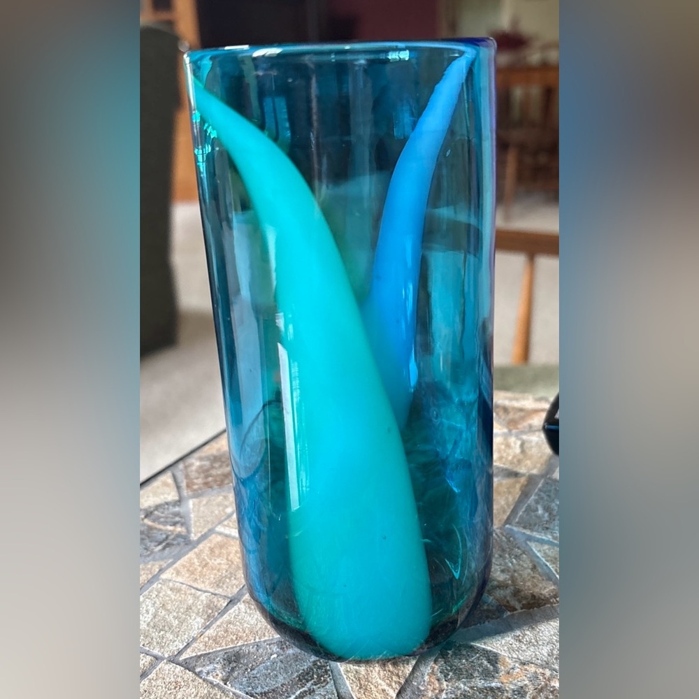 Hand Blown Art Glass Iced Tea Tumbler or Vase Margie’s Garden